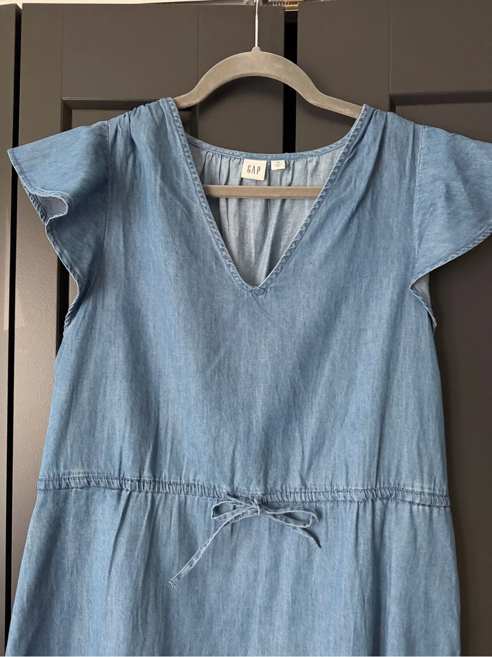 GAP Women’s Light Blue Chambray Dress with Tie Waist, size M, like new - Picture 7 of 7